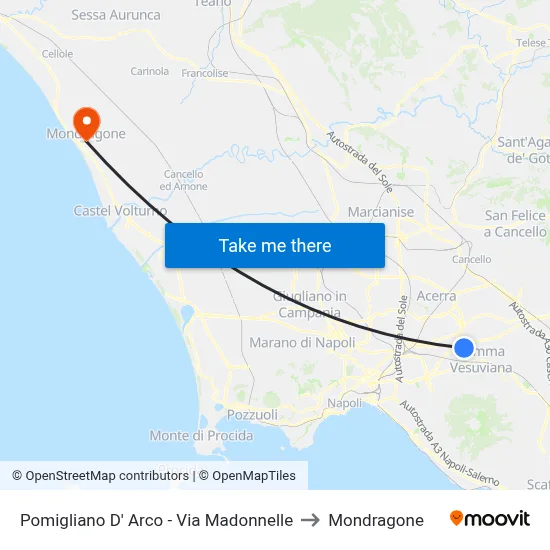 Pomigliano D' Arco - Via Madonnelle to Mondragone map
