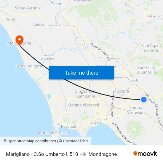 Marigliano - C.So Umberto I, 510 to Mondragone map