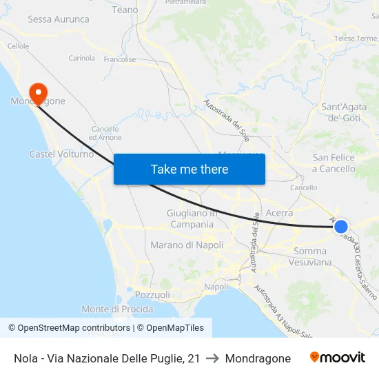 Nola - Via Nazionale Delle Puglie, 21 to Mondragone map