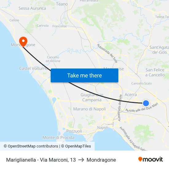 Mariglianella - Marconi Street, 13 to Mondragone map
