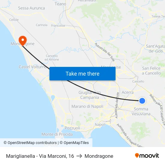 Mariglianella - Via Marconi, 16 to Mondragone map