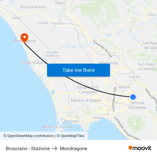 Brusciano - Stazione to Mondragone map