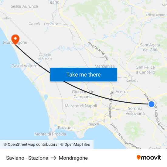 Saviano - Station to Mondragone map