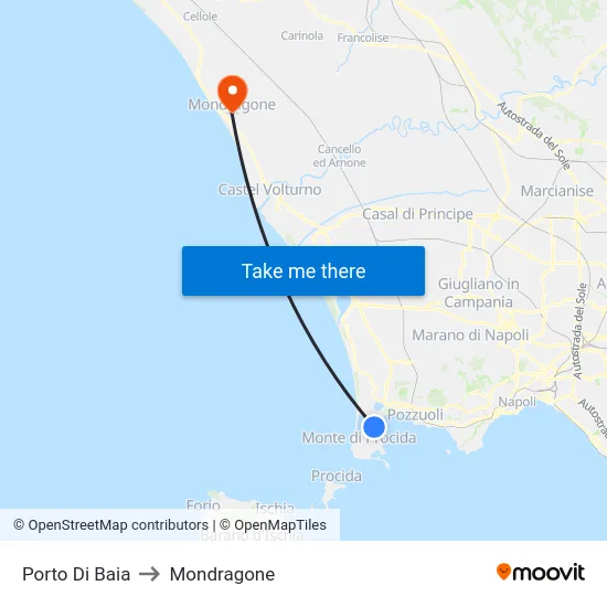 Porto Di Baia to Mondragone map