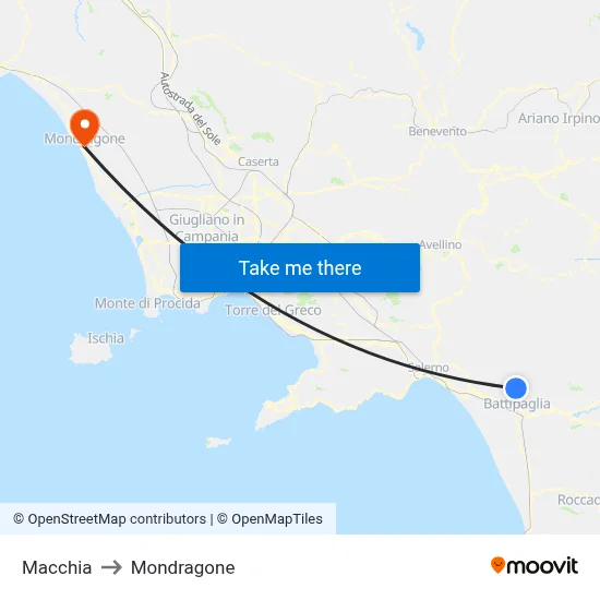 Macchia to Mondragone map