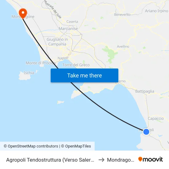 Agropoli Tendostruttura (Verso Salerno) to Mondragone map