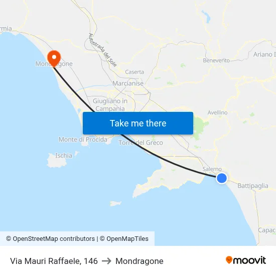 Via Mauri Raffaele, 146 to Mondragone map