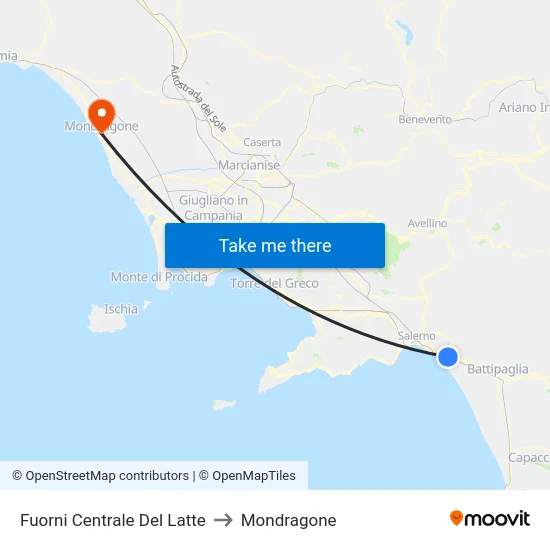 Fuorni Centrale Del Latte to Mondragone map