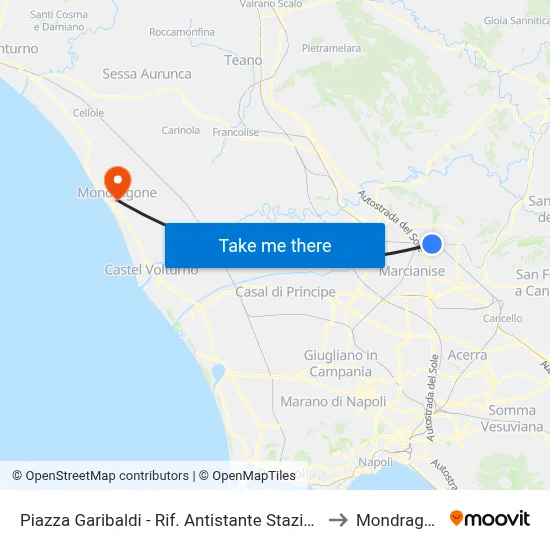 Garibaldi Square - Opposite Railway Station to Mondragone map