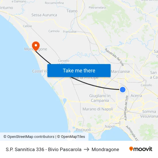 S.P. Sannitica 336 - Pascarola Junction to Mondragone map