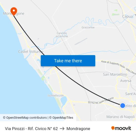 Via Pirozzi - Rif. Civico N° 62 to Mondragone map