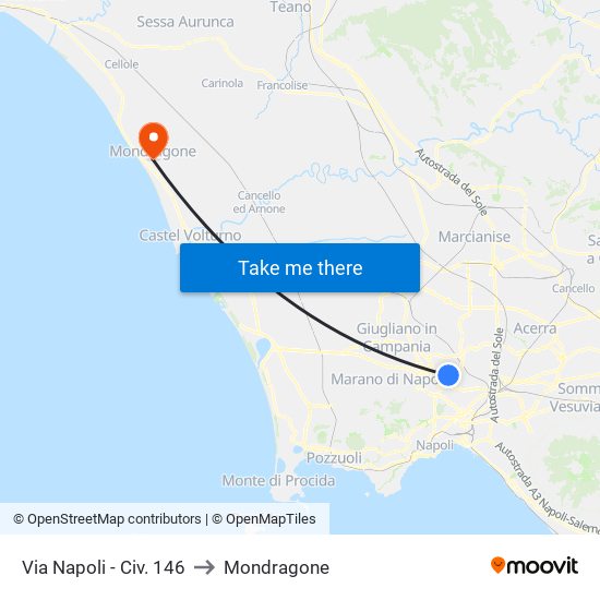 Via Napoli - Civ. 146 to Mondragone map