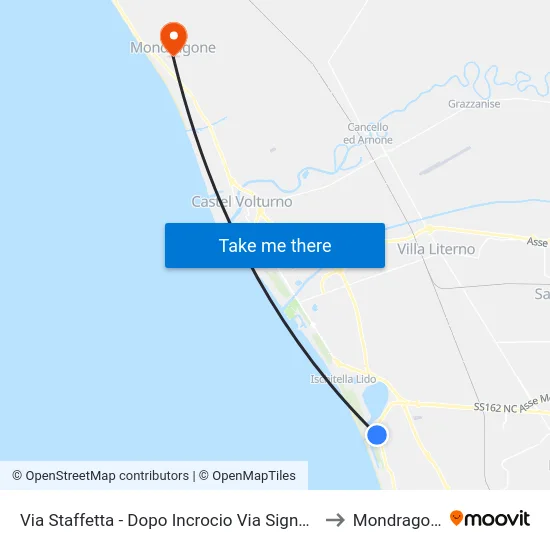 Via Staffetta - Dopo Incrocio Via Signorelle to Mondragone map