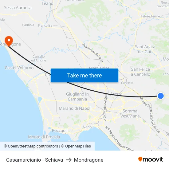 Casamarcianio - Schiava to Mondragone map