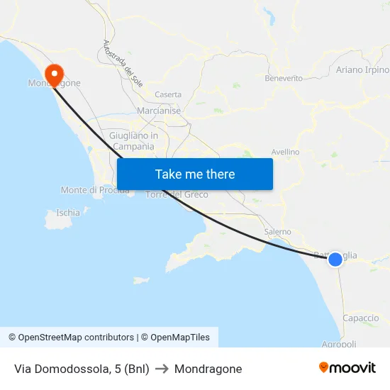 Via Domodossola, 5 (BNL) to Mondragone map