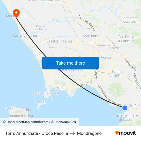 Torre Annunziata - Croce Pasella to Mondragone map