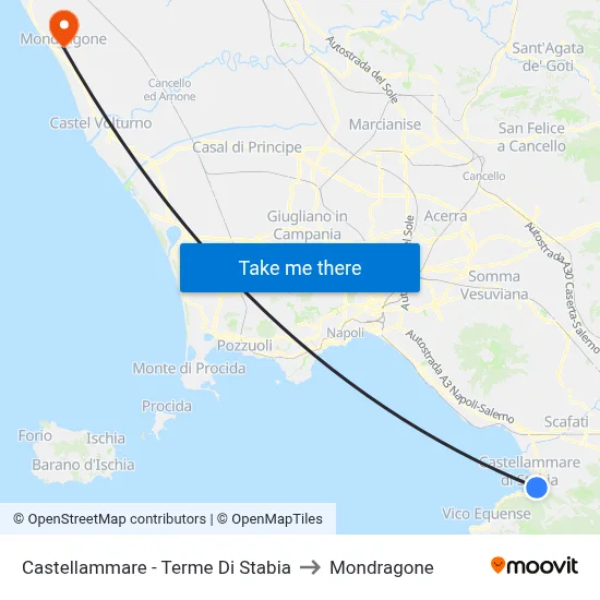 Castellammare - Stabia Thermal Baths to Mondragone map