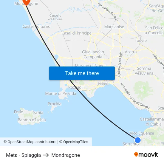 Meta - Spiaggia to Mondragone map