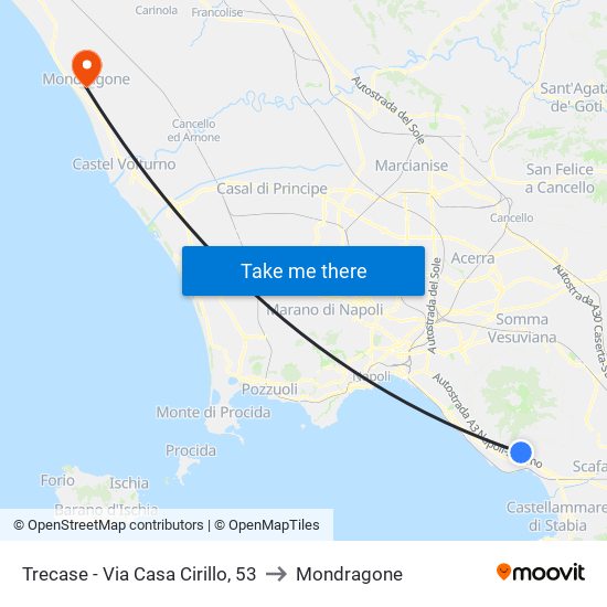 Trecase - Via Casa Cirillo, 53 to Mondragone map