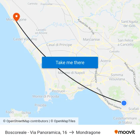 Boscoreale - Via Panoramica, 16 to Mondragone map