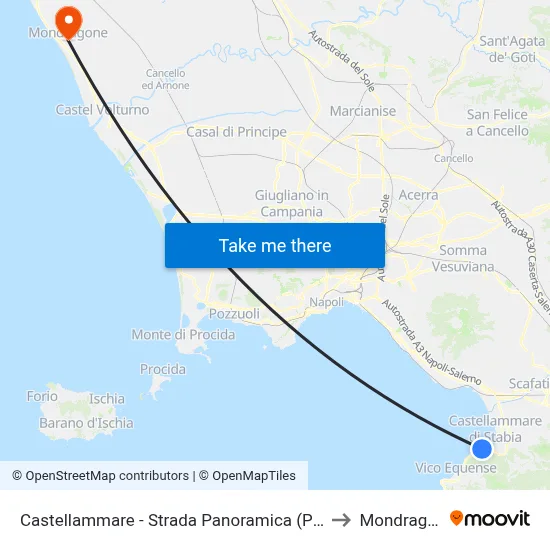 Castellammare - Panoramic Road (Pozzano) to Mondragone map