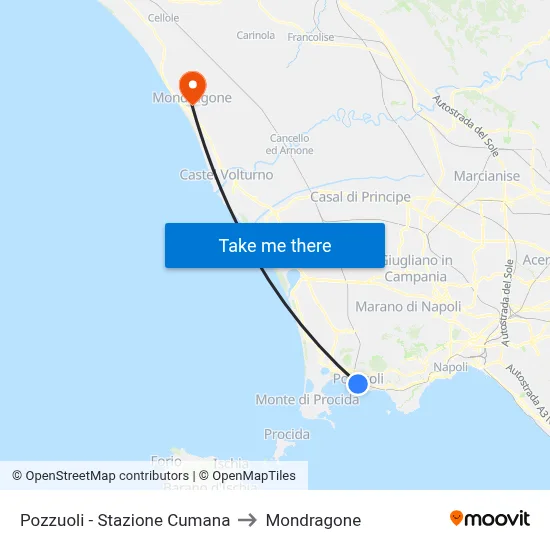 Pozzuoli - Stazione Cumana to Mondragone map