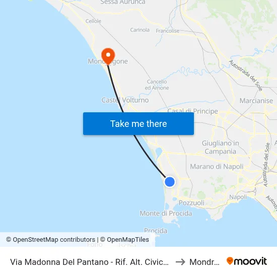 Via Madonna Del Pantano - Near No. 170 Green Park to Mondragone map