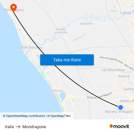 Italia to Mondragone map