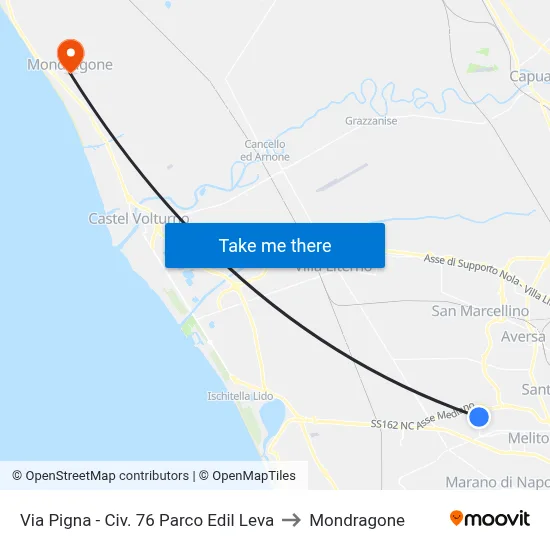 Via Pigna - No. 76 Edil Leva Park to Mondragone map