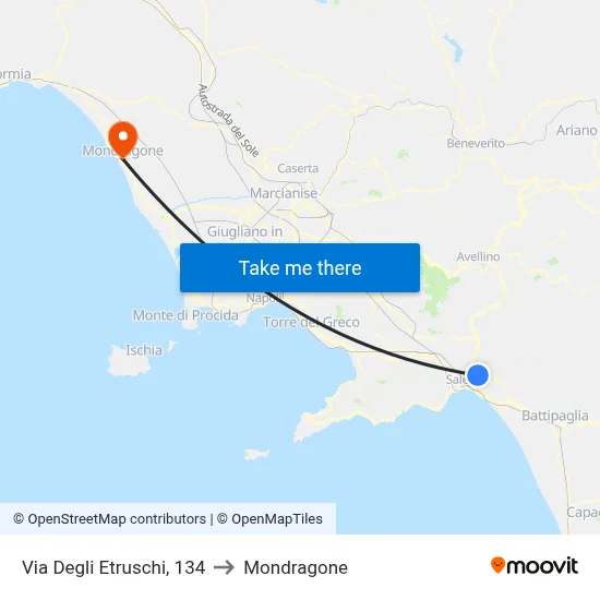 Etruscan Street, 134 to Mondragone map
