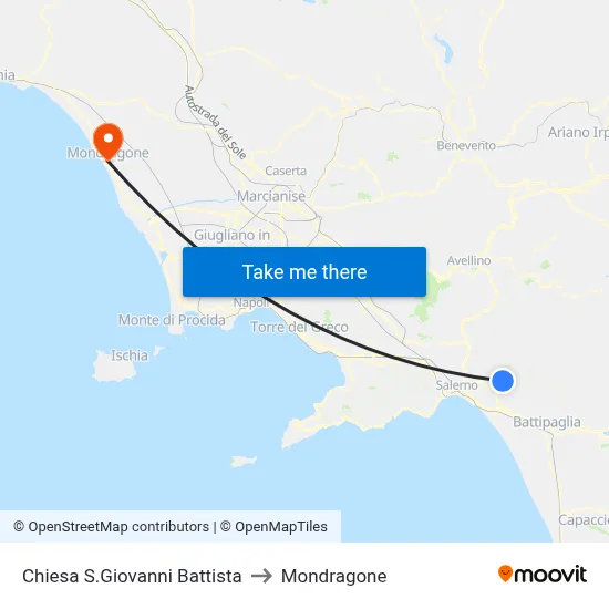 St. John The Baptist Church to Mondragone map