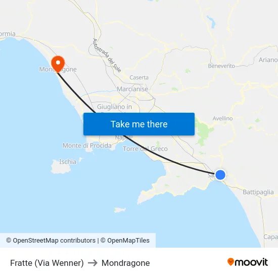 Fratte (Via Wenner) to Mondragone map