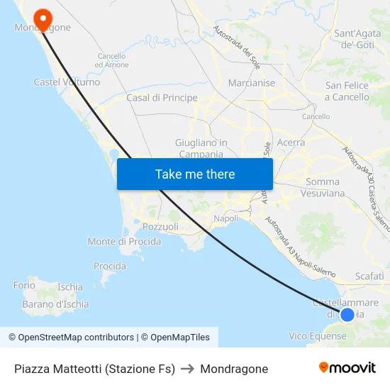 Piazza Matteotti (Stazione Fs) to Mondragone map