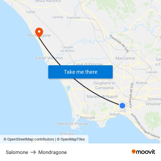 Salomone to Mondragone map