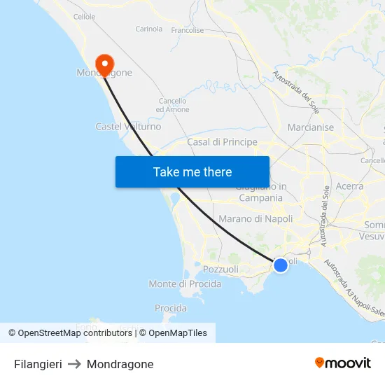 Filangieri to Mondragone map
