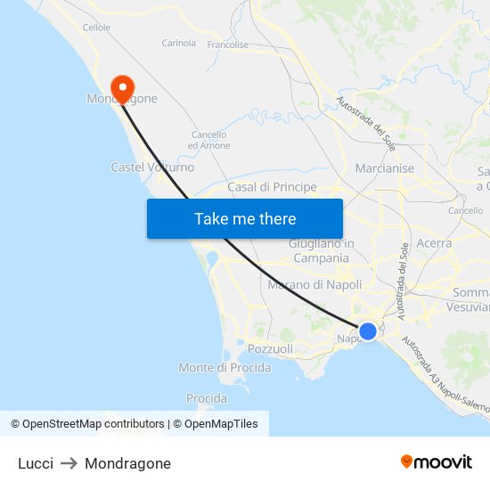 Lucci to Mondragone map