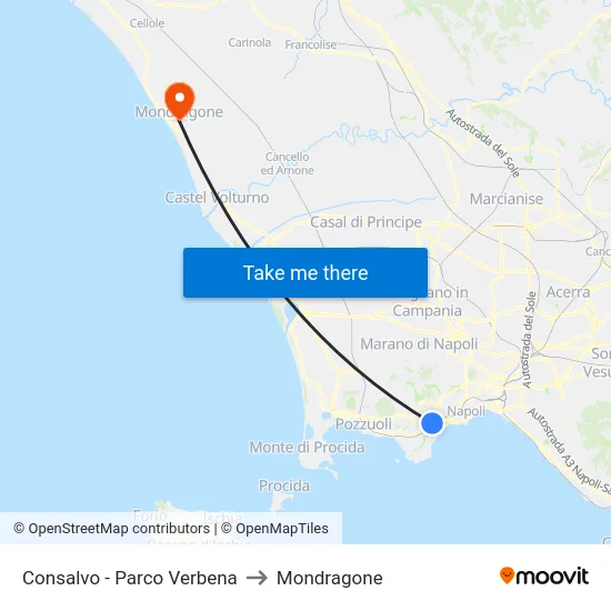 Consalvo - Parco Verbena to Mondragone map