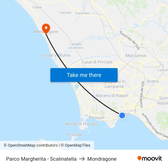 Parco Margherita - Scalinatella to Mondragone map