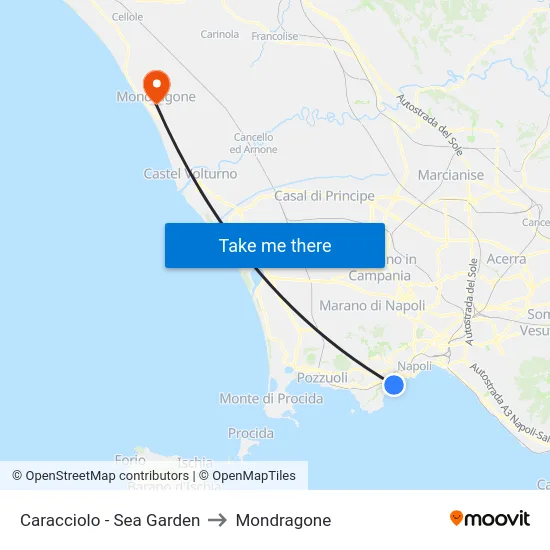 Caracciolo - Sea Garden to Mondragone map