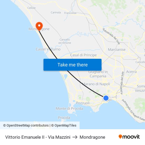 Vittorio Emanuele II - Via Mazzini to Mondragone map