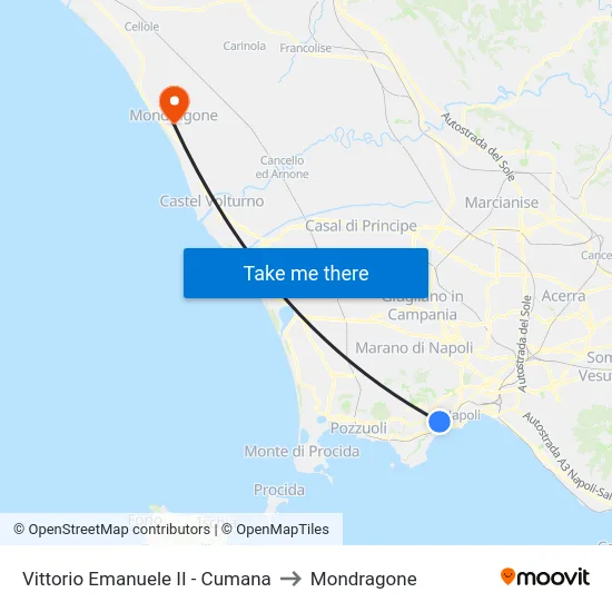 Vittorio Emanuele II - Cumana to Mondragone map