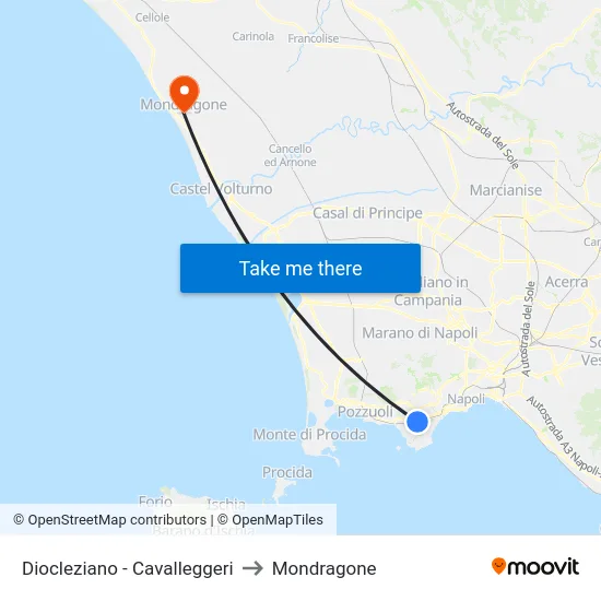 Diocleziano - Cavalleggeri to Mondragone map