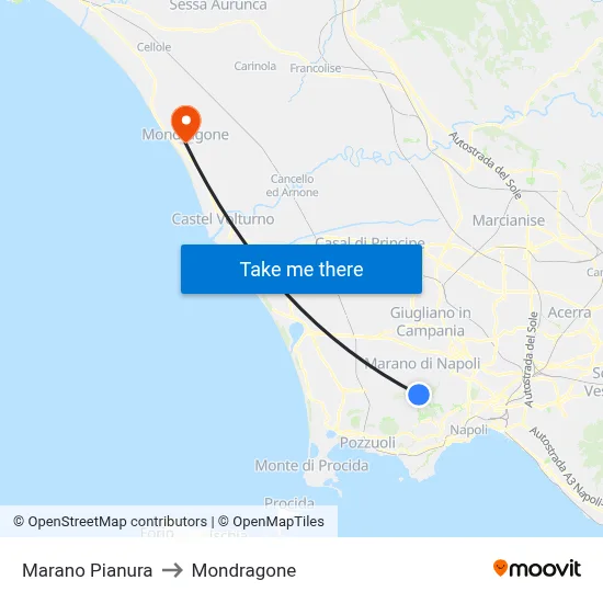Marano Pianura to Mondragone map