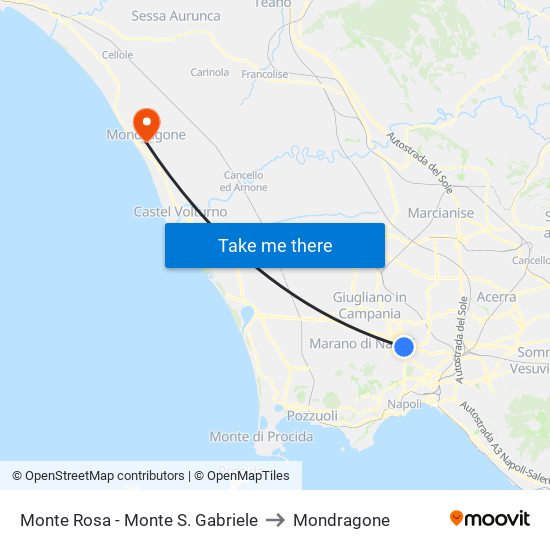 Monte Rosa - Monte S. Gabriele to Mondragone map