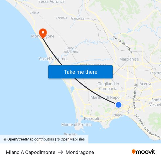 Miano A Capodimonte to Mondragone map
