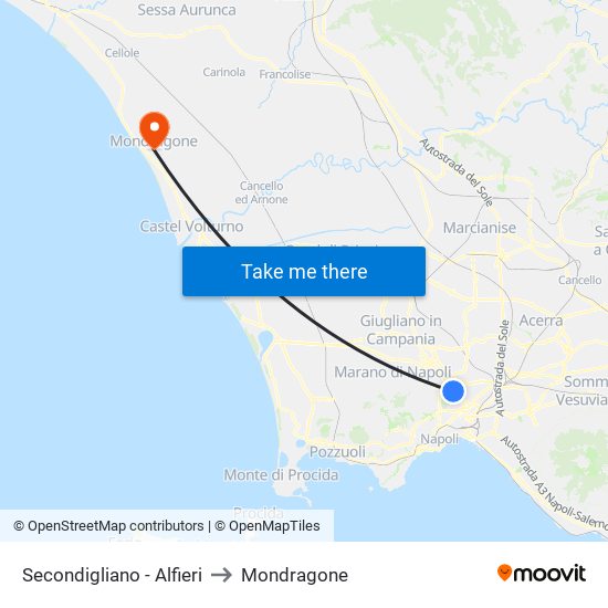 Secondigliano - Alfieri to Mondragone map