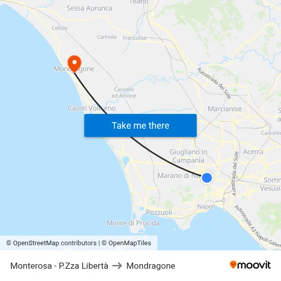 Monterosa - Liberty Square to Mondragone map