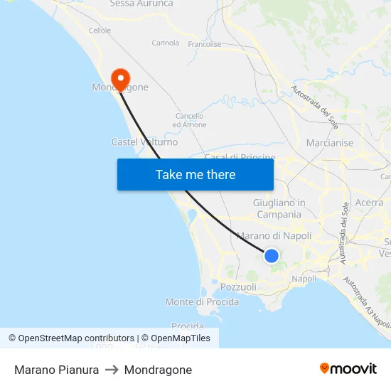 Marano Pianura to Mondragone map