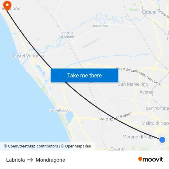Labriola to Mondragone map