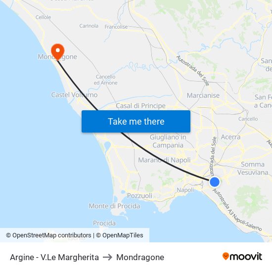 Argine - V.Le Margherita to Mondragone map